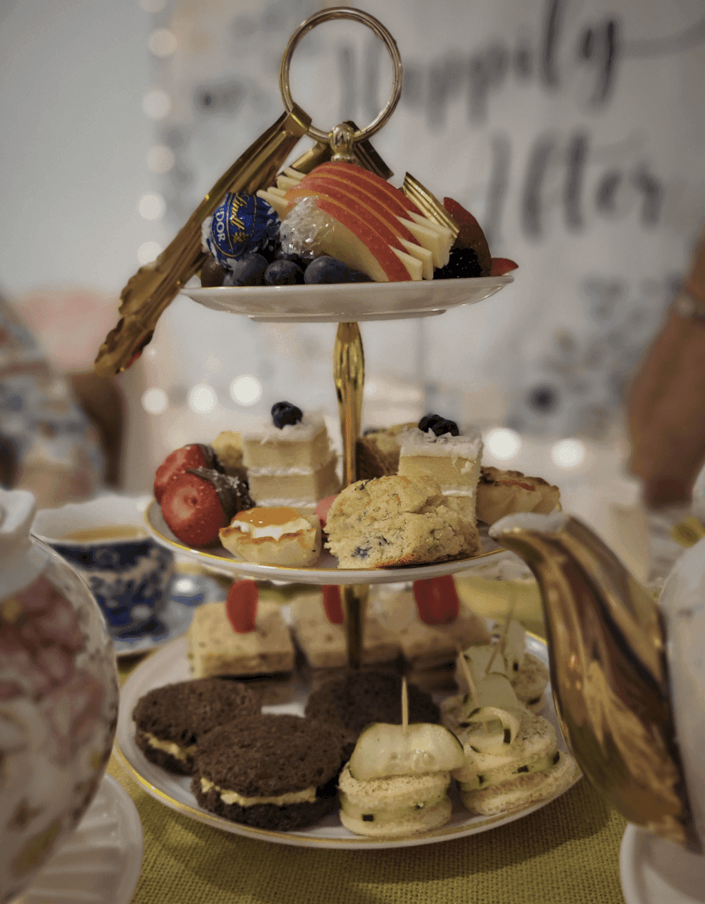 Tiered tea tray at a Bimble & Be event