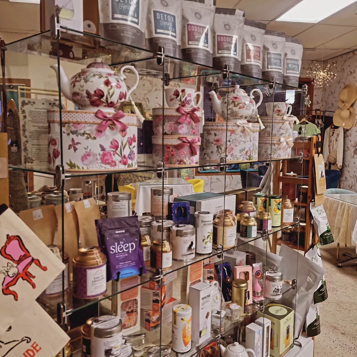 Loose leaf tea selection on display